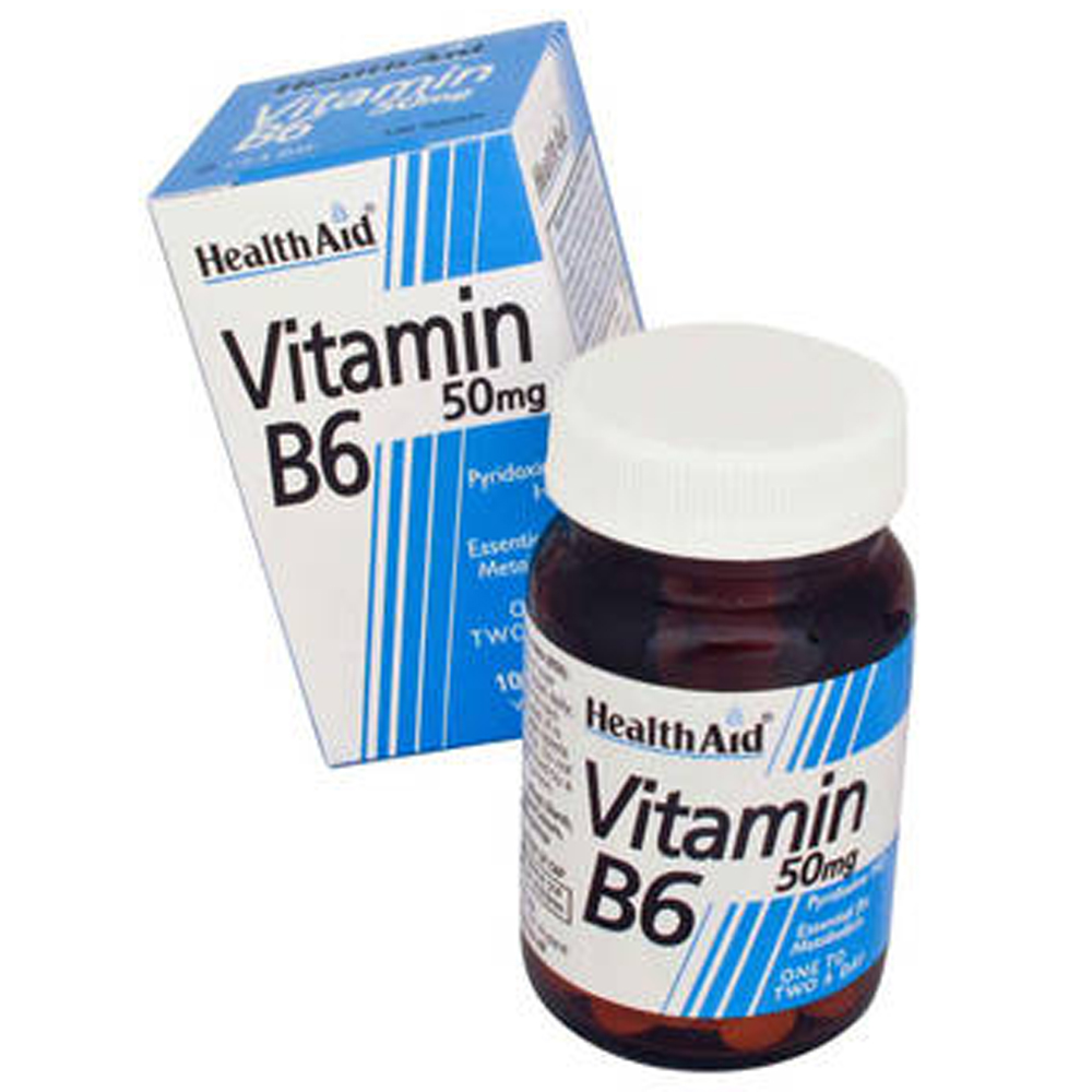 Buy HealthAid Vitamin B6 50 mg 100 Tablets (Pyridoxine HCl) Online in